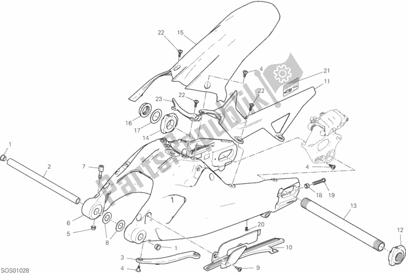 Tutte le parti per il Forcellone del Ducati Multistrada 950 S Touring 2020